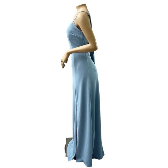 Birdy Grey Benny‎ Crepe Maxi Formal Bridesmaid Dress Dusty Blue Large NWT - Picture 6 of 14